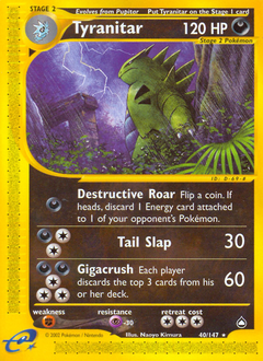 Tyranitar from Aquapolis Tyranitar Pokemon card