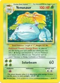 Venusaur from Base Set Venusaur Pokemon card