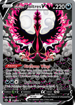 Galarian Moltres V from Chilling Reign Galarian Moltres V Pokemon card