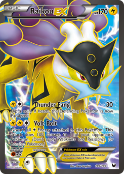 Raikou-EX from Dark Explorers Raikou-EX Pokemon card