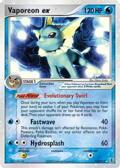 Vaporeon ex from Delta Species Vaporeon ex Pokemon card