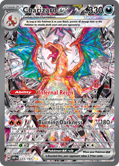 Charizard ex Charizard ex Pokemon card from Obsidian Flames set, the legendary fire dragon in its ex form.