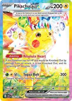 Pikachu ex from Surging Sparks Pikachu ex Pokemon card