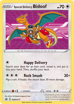 Special Delivery Bidoof from SWSH Black Star Promos Special Delivery Bidoof Pokemon card