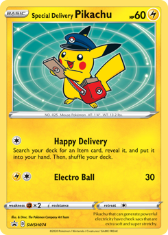Special Delivery Pikachu from SWSH Black Star Promos Special Delivery Pikachu Pokemon card